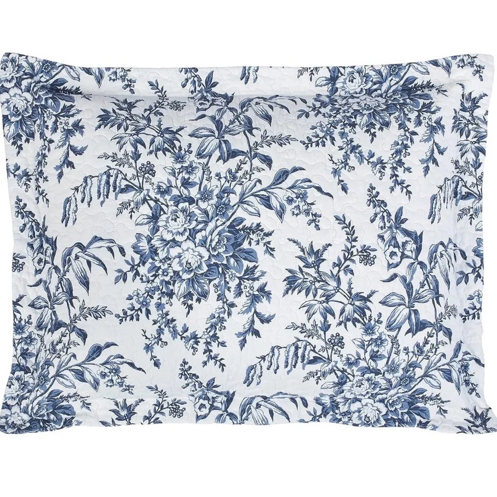 Gorgeous Laura Ashley Full/Queen Bedford Quilt & Sham Set Delft Blue
